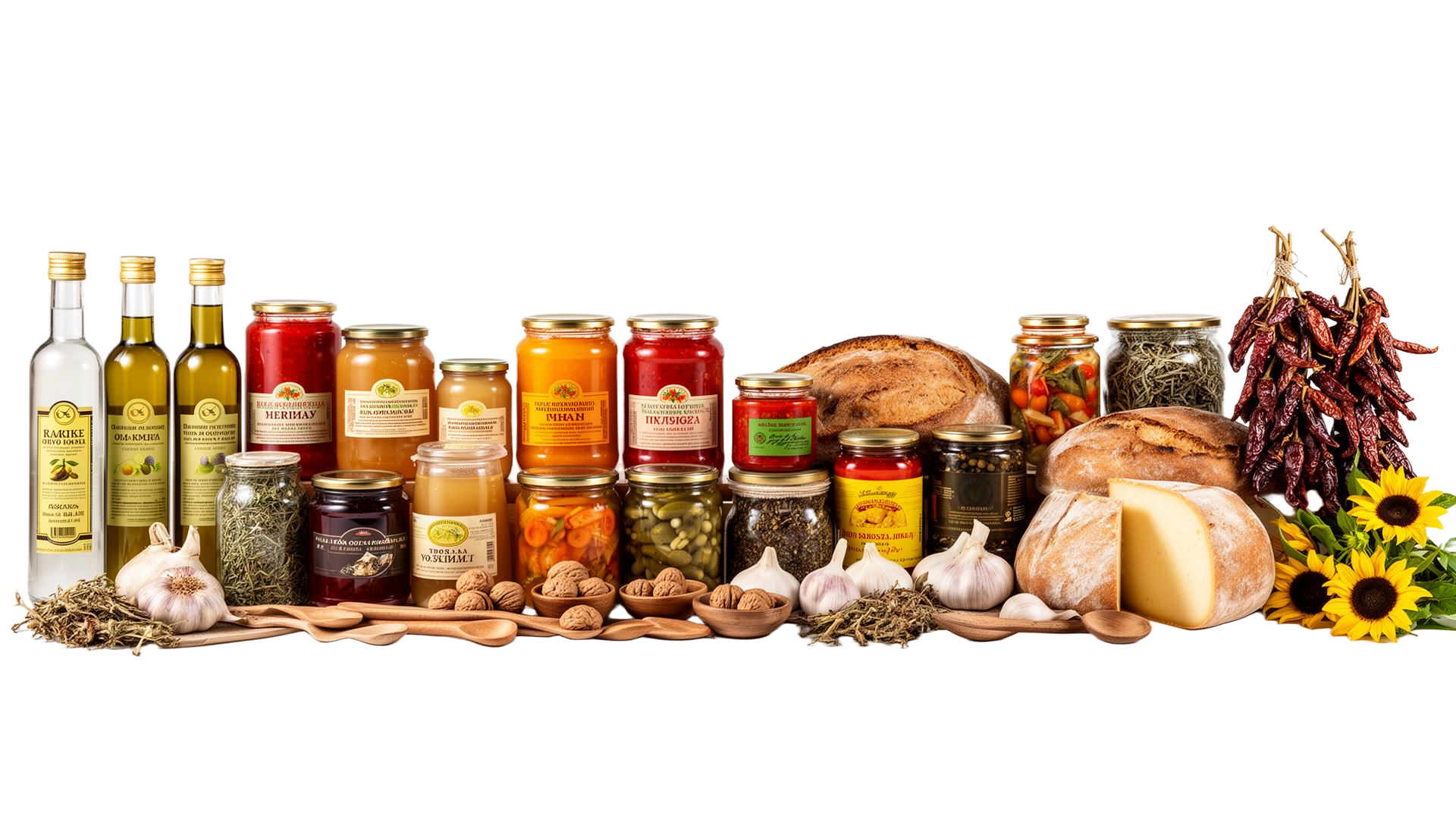 Domaći proizvodi - tegle, rakija, med, sir, hleb